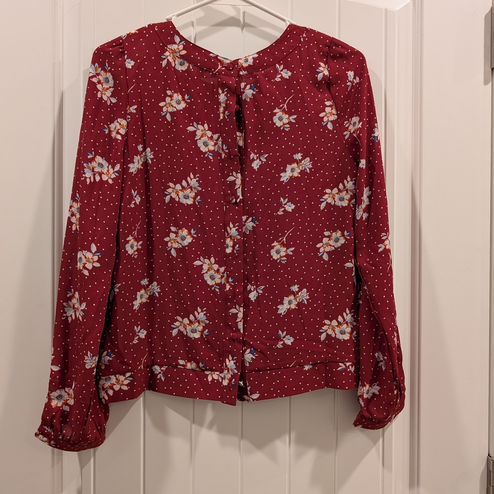 Rue21 Burgundy Floral Blouse - Picture 4 of 6